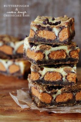 Butterfinger Cookie Dough Cheesecake Bars