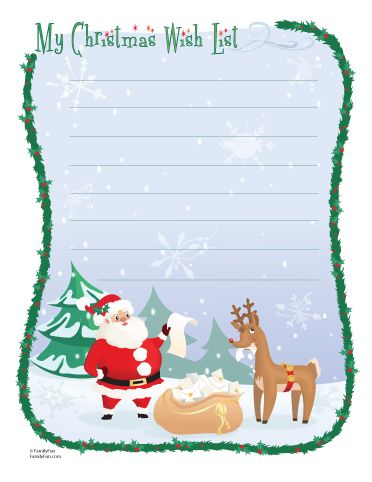 Christmas wishlist printable