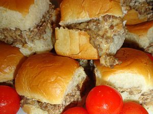 Combine hamburger, sausage, and Velveeta…great on slider buns or the sweet Haw