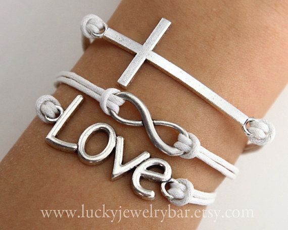 Cross bracelet Love bracelet infinity bracelet by LuckyJewelryBar, $4.59