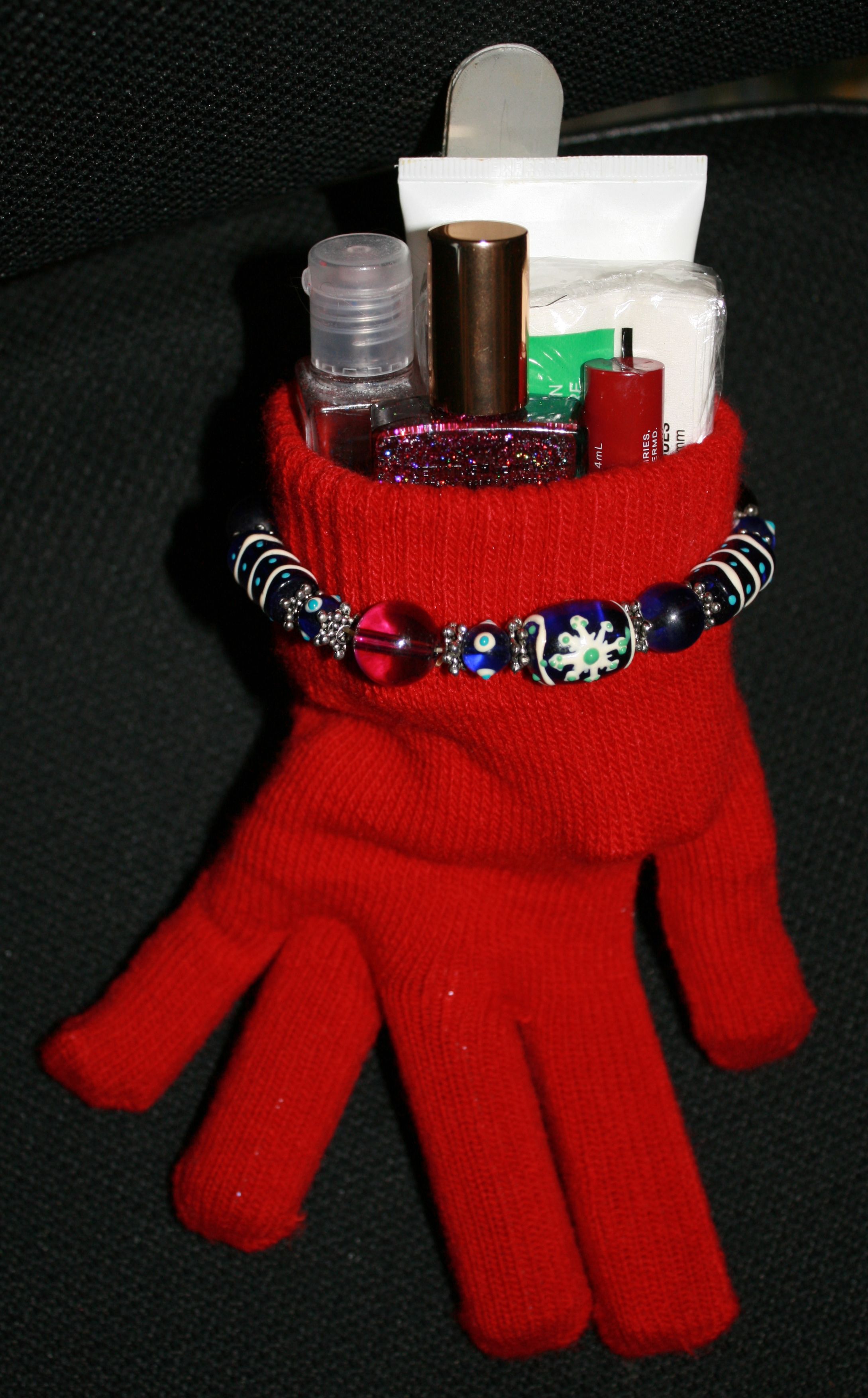 Cute Christmas gifts for anyone. Fill dollar store gloves with various items: Ba