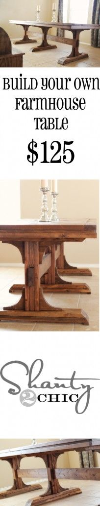 DIY Dining Table ~ Triple Pedestal Farmhouse