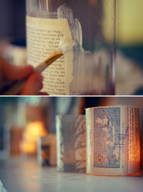 DIY: bookpage jars    perfect for that cozy living room decor or for some wonder