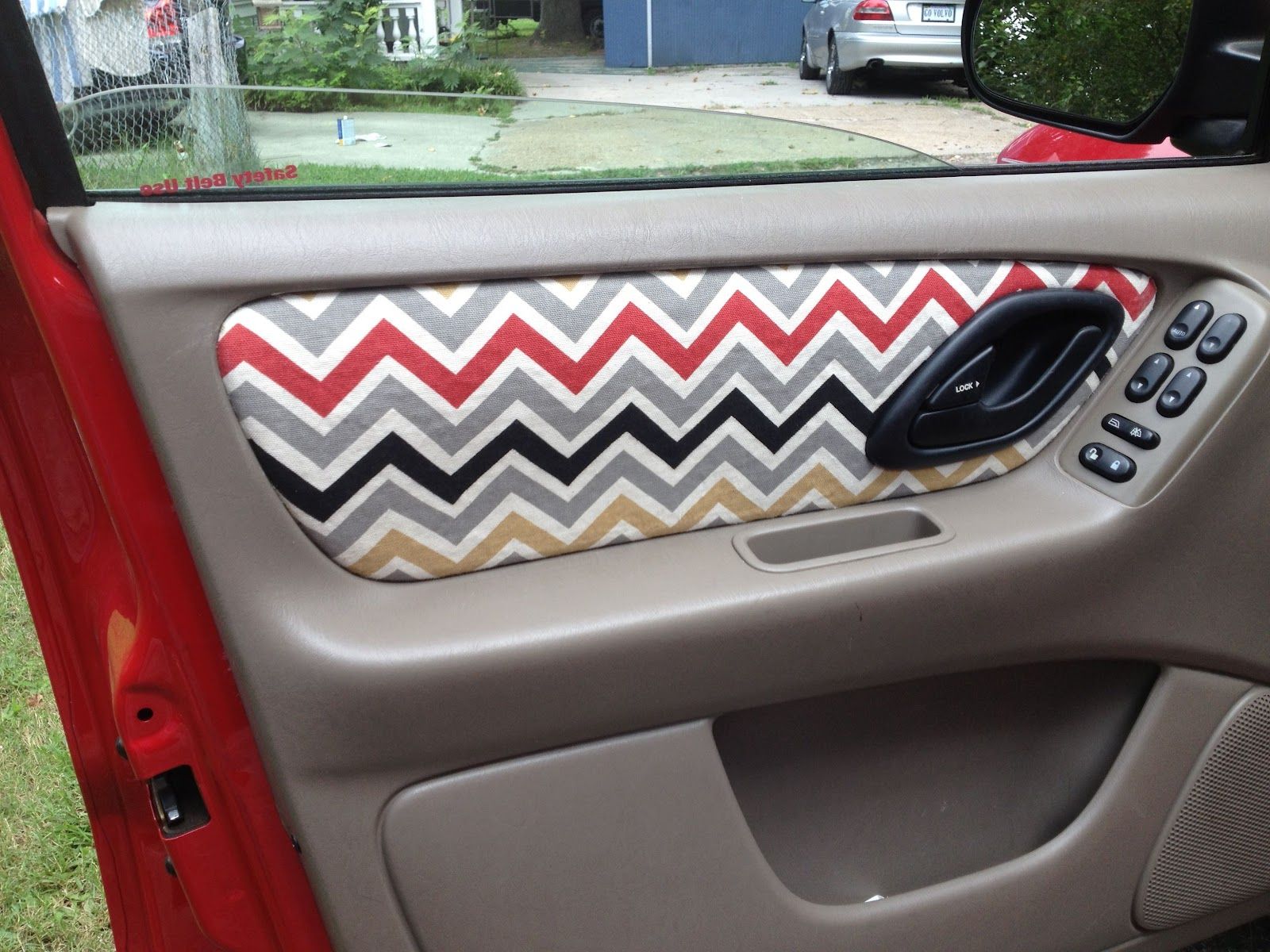 DIY cute fabric to cover worn-out, faded, or melted standard fabric in your car.