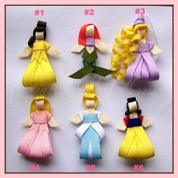 Disney Princess Hair Bow Clips Ribbon by creationsbycharity, $30.00
