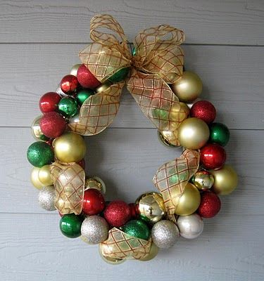 Dollar Store Ornament Wreath – All you need are some ornaments and a hot glue gu