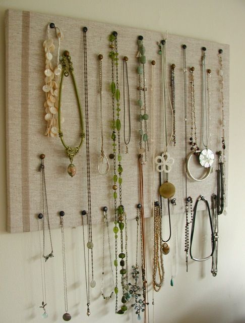 Easy jewelry board.  You could even re-cover an old canvas (from those awful sch
