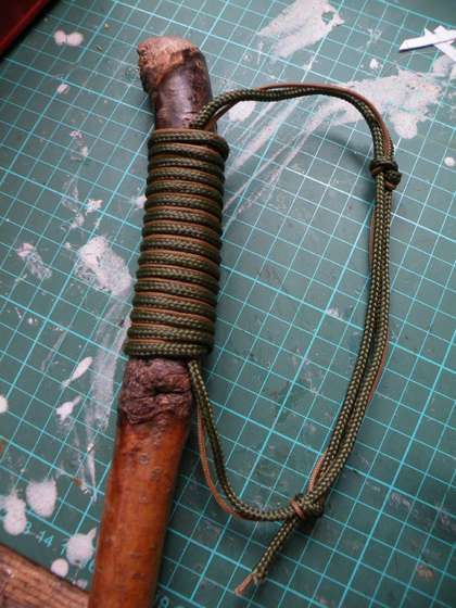 Easy paracord hiking stick handle/grip