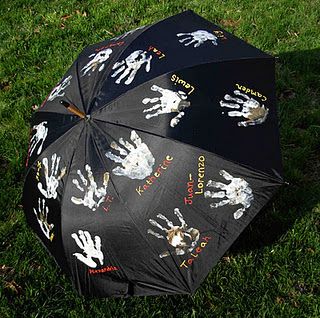 Favorite Teacher gift– class handprints on umbrella