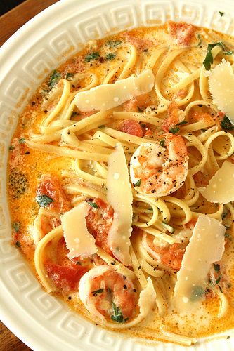 Fettuccine Soup with Shrimp