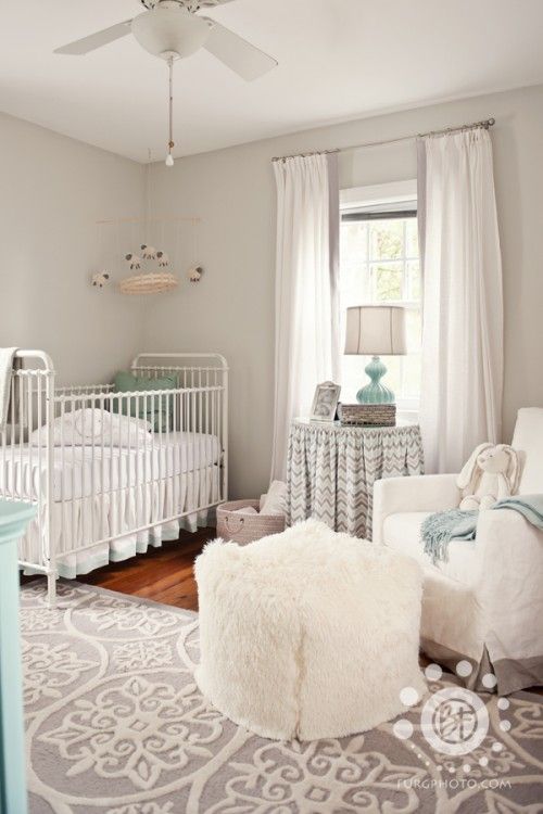 Grey and white neutral nursery. #nursery