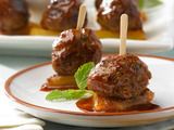 Grilled Pineapple Appetizer w/ Teriyaki Ginger Chicken Meatballs  #recipes #appi