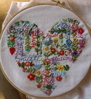 Heart embroidery sampler