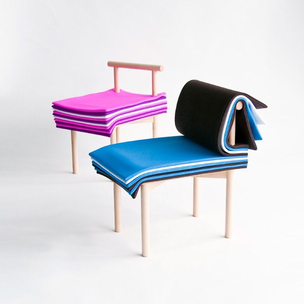 Inspired by books, the Pages chair allows the user to adjust the seat height and