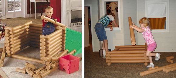 Life size Lincoln Logs made out of pool noodles!