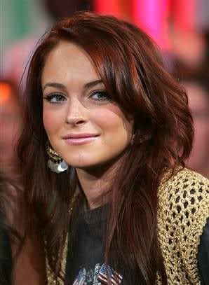 Lindsey Lohan, nice red/brown hair color.