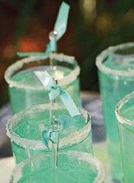 Low Country Lemonade with Tiffany blue ribbon on a swizzle stick