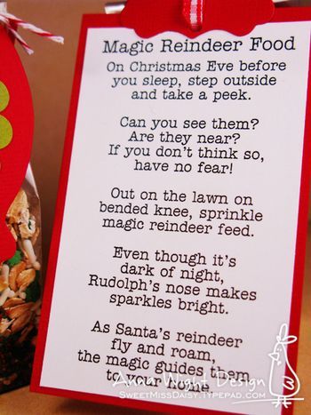 "Magic Reindeer Food" Poem  How cute!