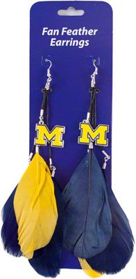 Michigan Wolverines Fan Feather Earrings