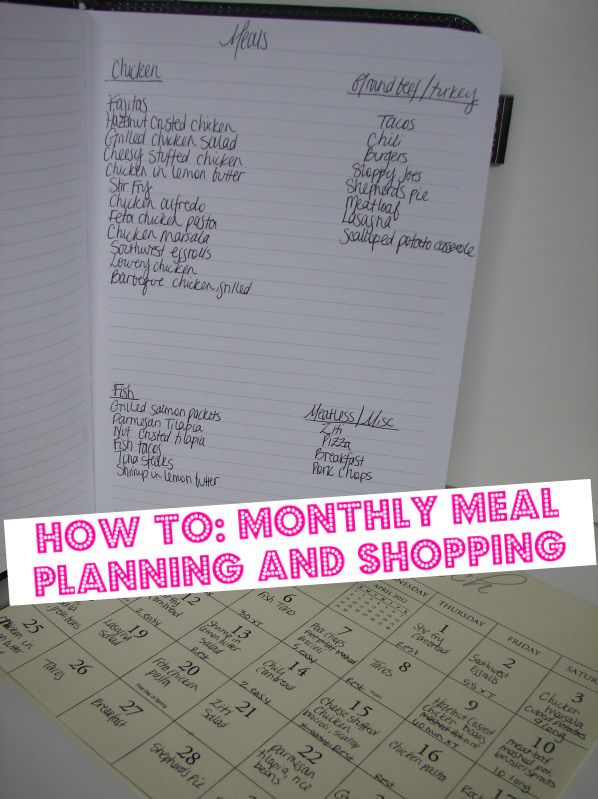 Monthly meal plan