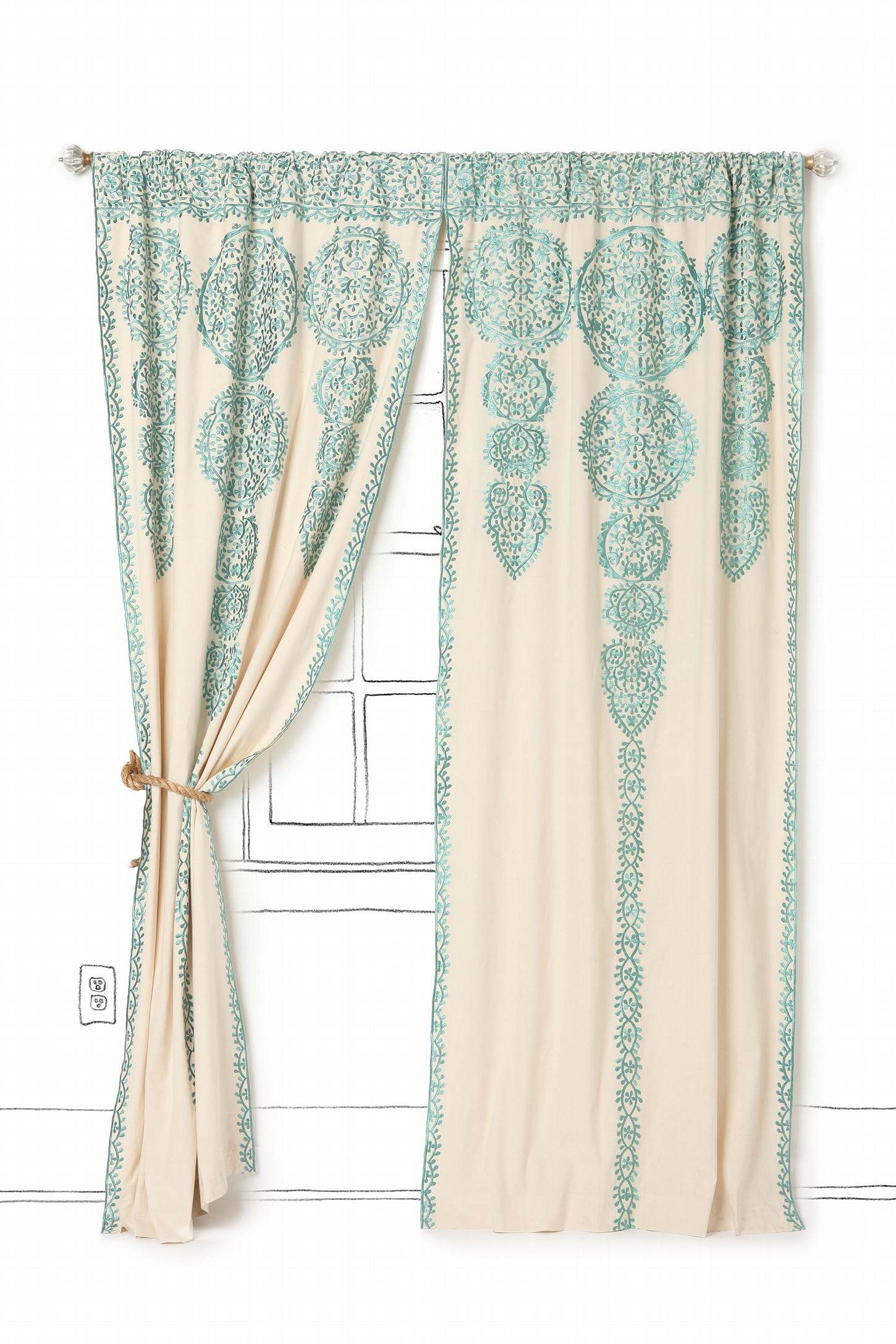 Moroccan curtains – could use same stencil in a different color that you end up