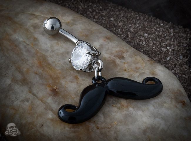 Moustache belly ring