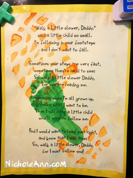 Ohh, man, this would get them :) "Walk a Little Slower, Daddy" poem an