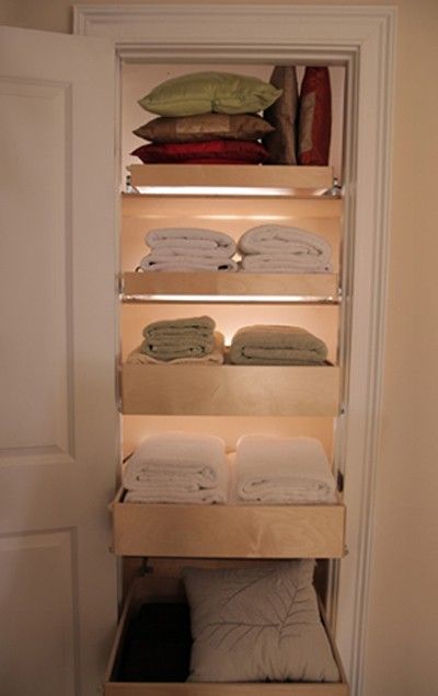 Pull-out Drawers in the Linen Closet