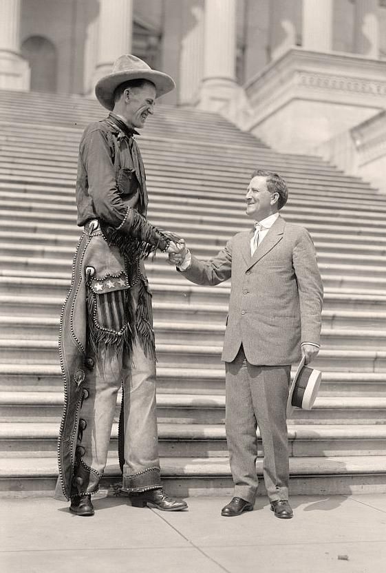 Ralph E. Madsen, the Tall Cowboy. at Capitol in Washington, D.C., Shaking Hands
