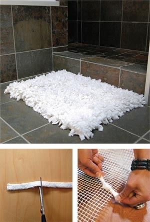 Re-purpose old towels into a bath mat.