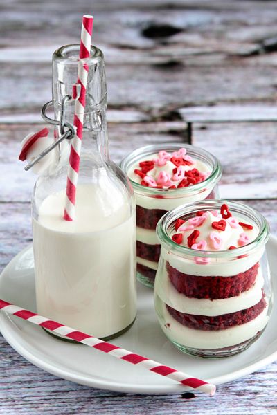 Red velvet cupcakes in a jar