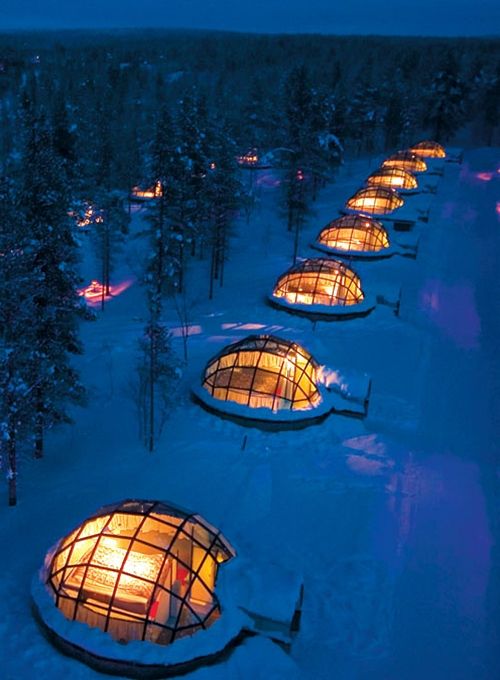 Renting a glass igloo in Finland to sleep under the Northern Lights.