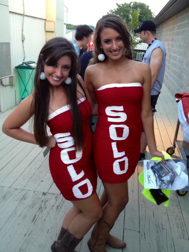 Solo Cup halloween costume. Pong ball earrings are a nice touch!!