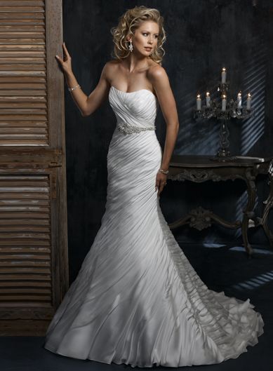 Strapless Empire waist Trumpet / Mermaid Chiffon wedding dress