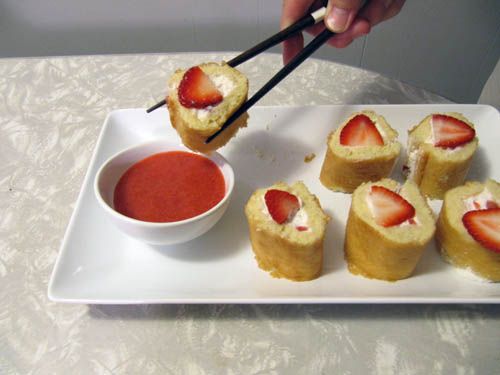 Strawberry shortcake sushi.