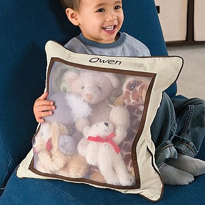 Stuffed Animal Storage Pillow is perfect for taking to Grandma's house. One