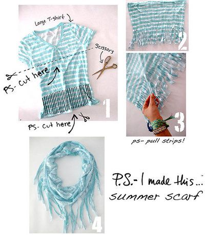 T-shirt Scarf DIY: “This is an easy breezy project that should take you a few mi