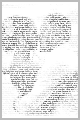 This website puts your words, favorite song lyrics, vows, ect into a picture