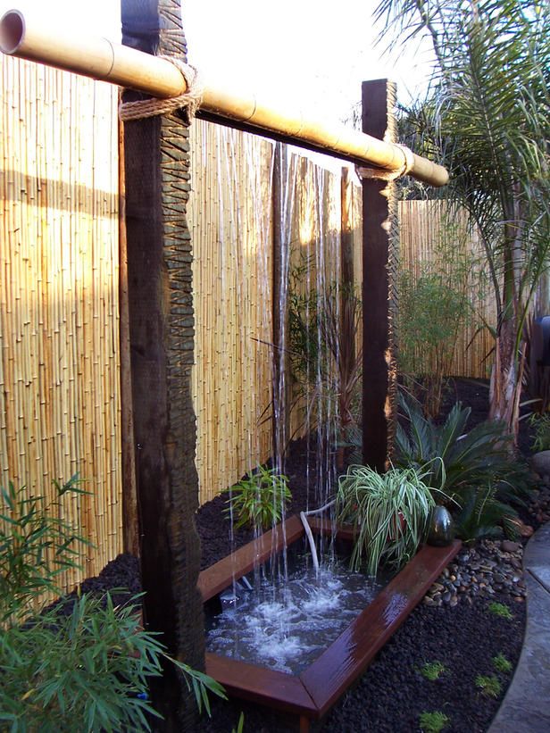 Tranquil water feature…. bamboo & beams