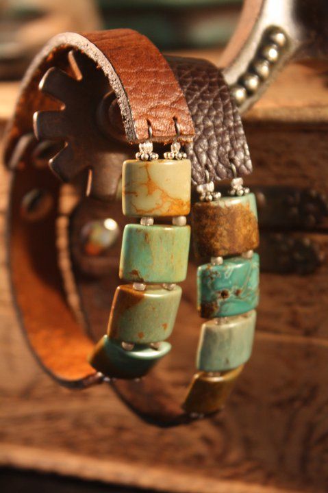 Turquoise and leather bracelets…layer layer layer! ❤