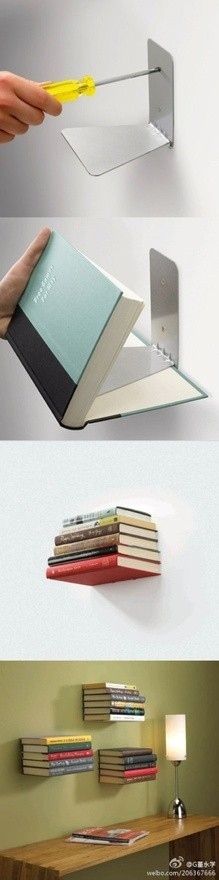 Use Bookends as Floating Bookshelves