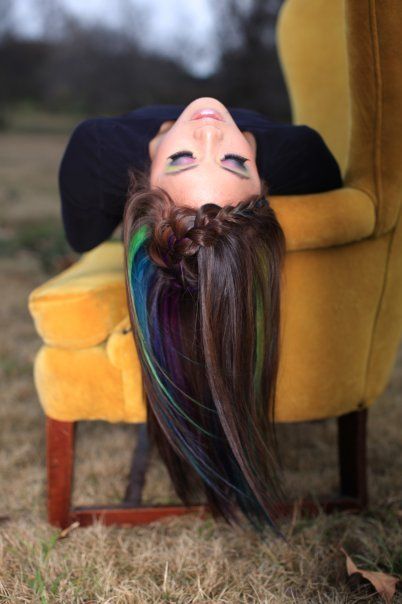 Use oil pastels on sections of hair, then coat with hairspray. – Temporary color