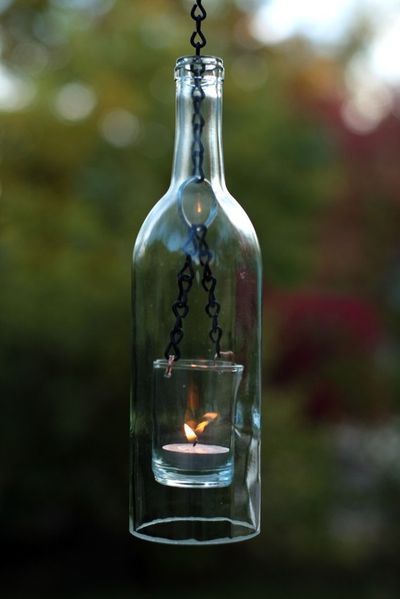 Wine bottle lanterns.