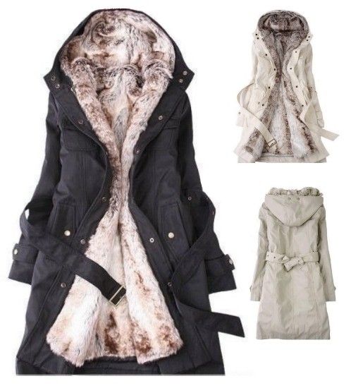 Women's Detachable Faux Fur Lining Winter Coat