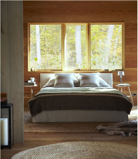 Wood. Simple bedroom