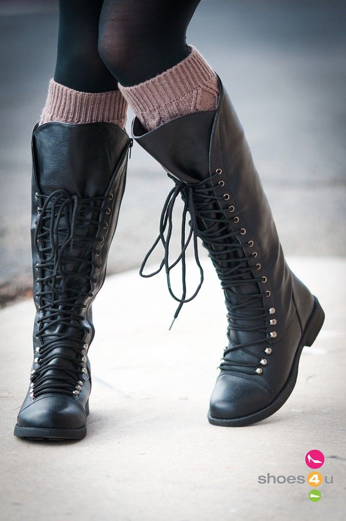 Military Lace Up Knee High Boots