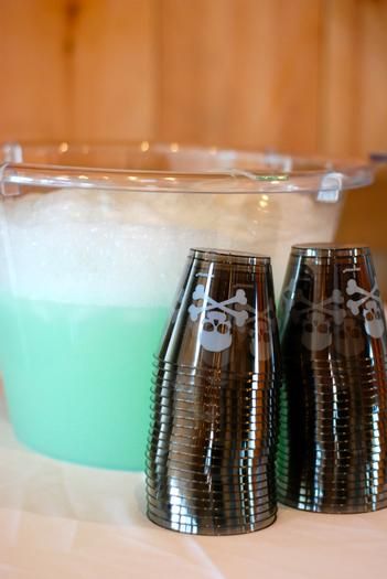 easy halloween punch. just sprite and lime sorbet. it even bubbles when mixed.