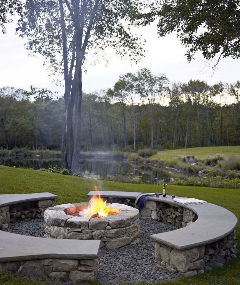 fire pit, bench