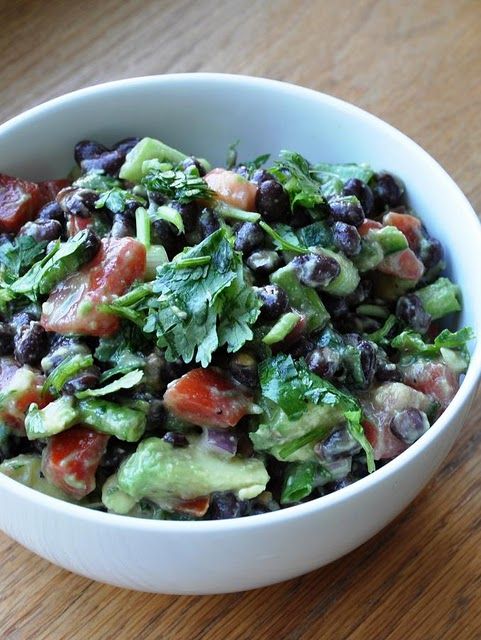 healthy avocado and black bean salad.