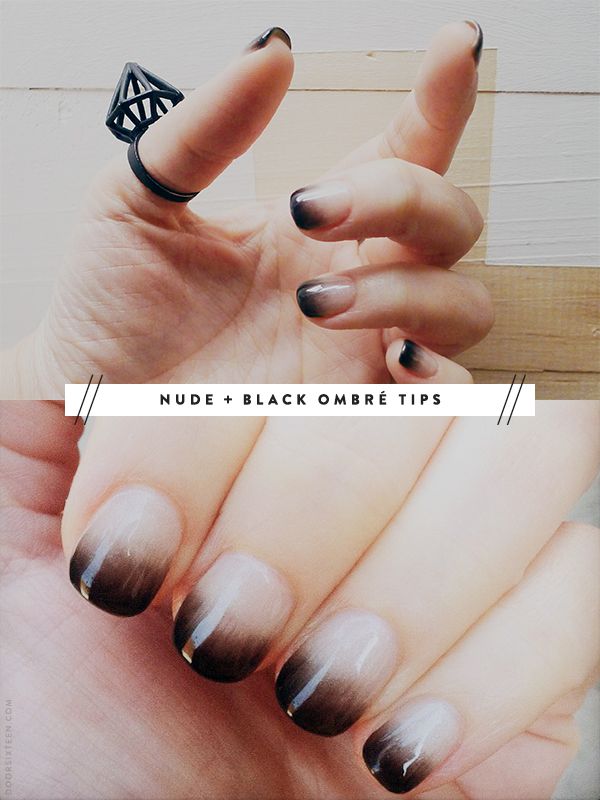 nude + black ombré Calgel manicure